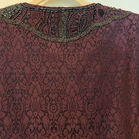 Chico’s Jacket M Purple Jacquard Damask Beaded Open Front Dressy Evening Formal* - Picture 9 of 9